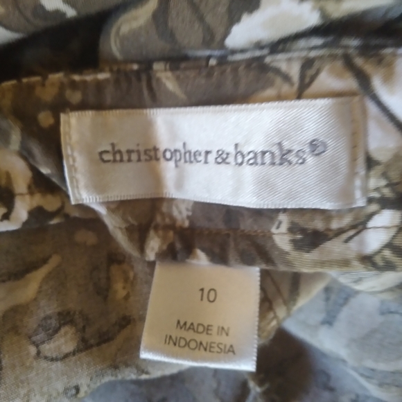 Christopher & Banks Brown Floral A Line Midi Skirt Size 10 - Picture 4 of 5